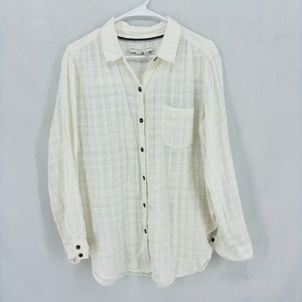 Pilcro and the Letterpress Lightweight Cream Button-Down Shirt